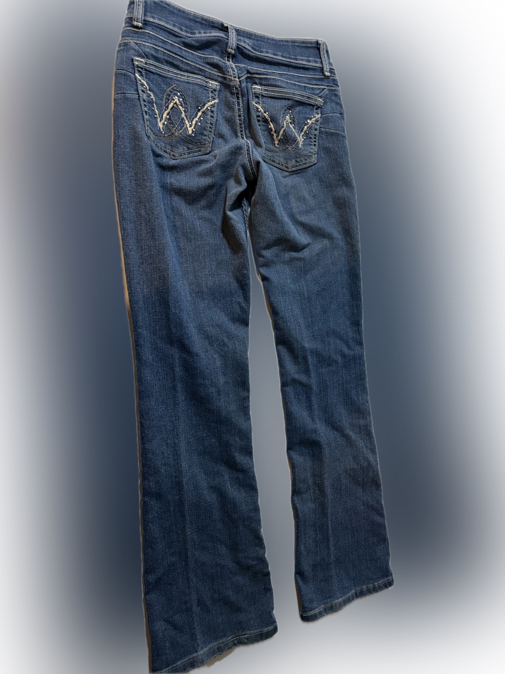 Wrangler Women's Low Rise Straight Jeans in Dark Blue Denim